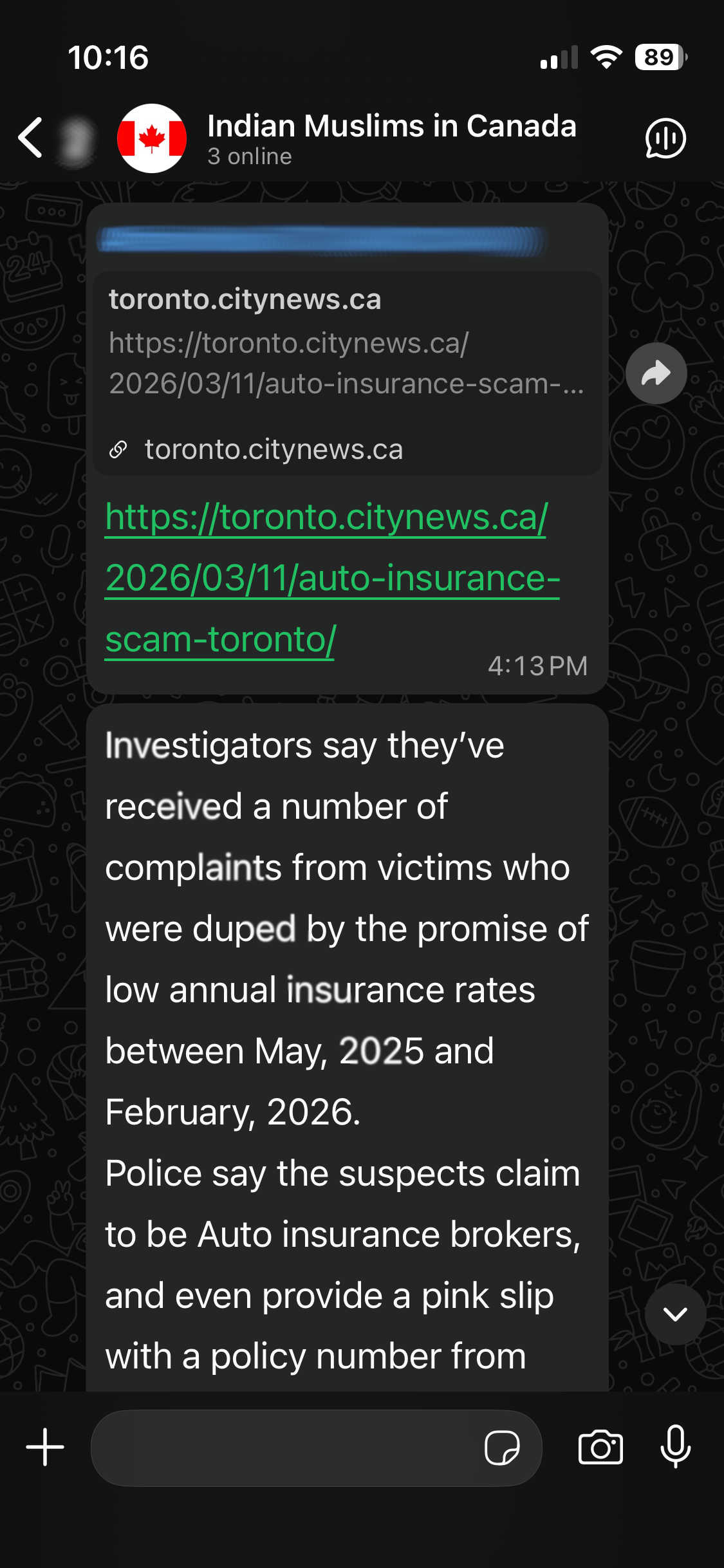 WhatsApp Mobile — Indian Muslims in Canada group